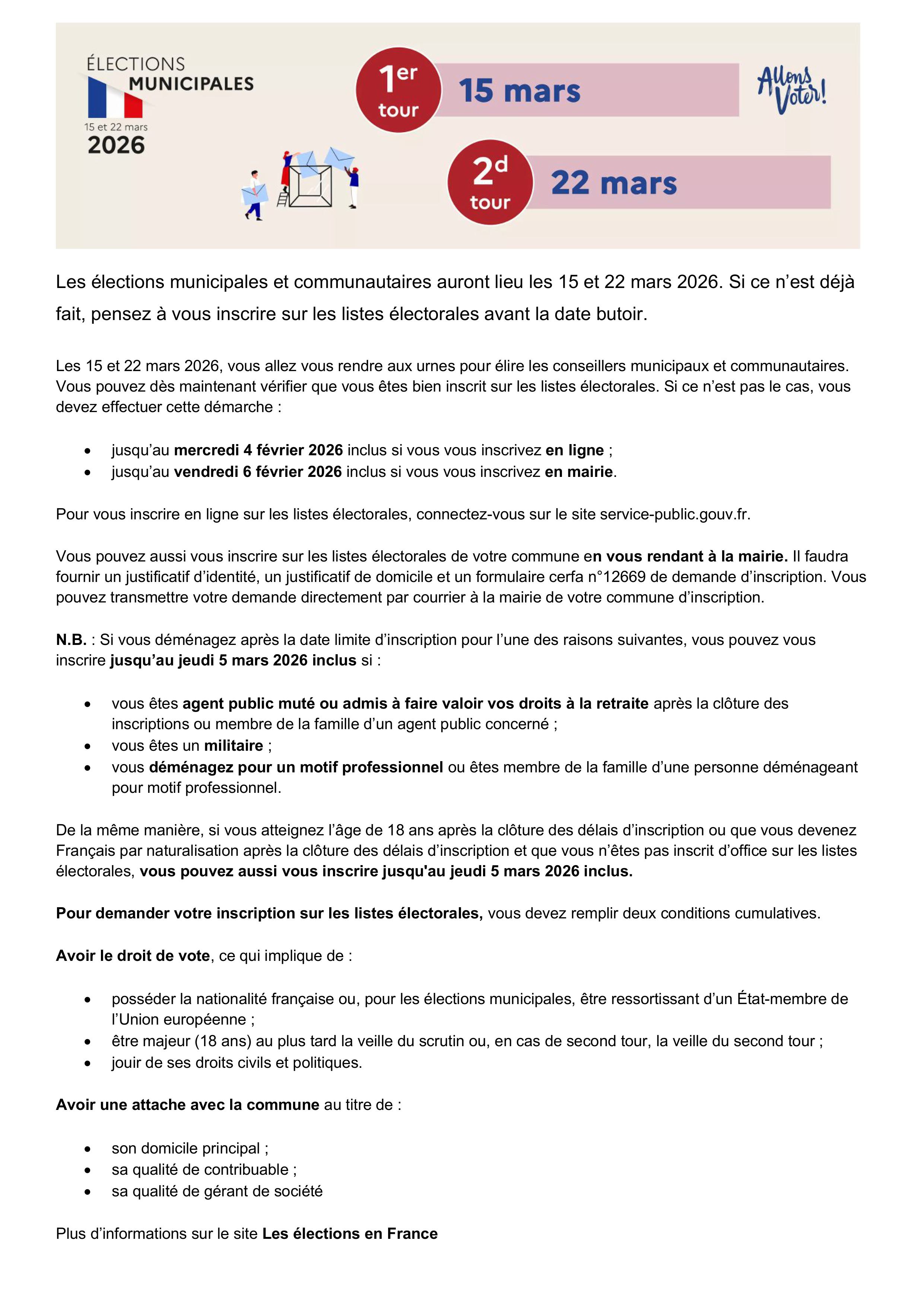 Information listes électorales