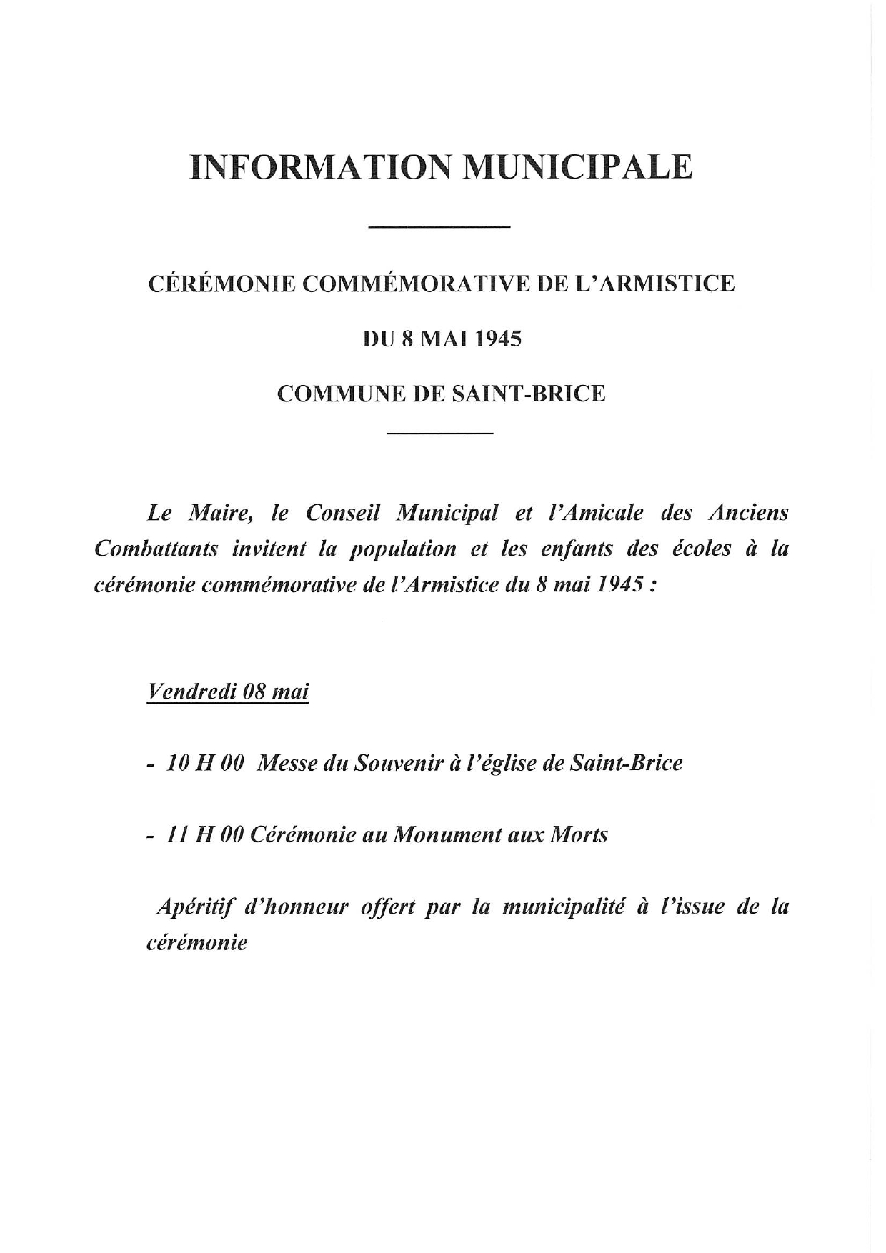 Cérémonie commémorative 8 mai