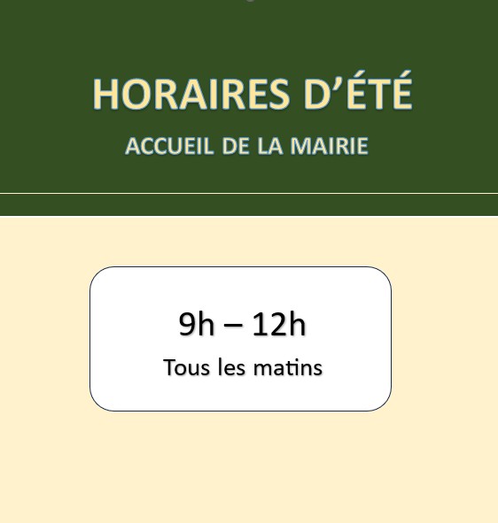 Modification horaires accueil public mairie